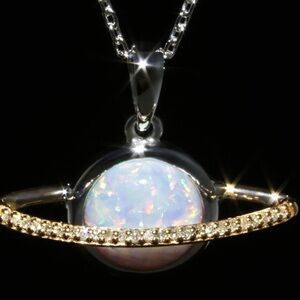 Heartland Opal and Diamond Saturn Necklace